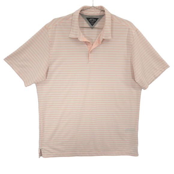 Adidas Adipure Polo Mens Large Pink Striped Performance Short Sleeve Golf Shirt - Picture 1 of 11